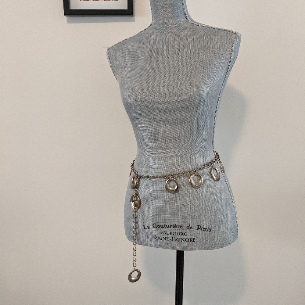 Vintage 60's Chainlink Belt Gold Tone Bevelled Hoops